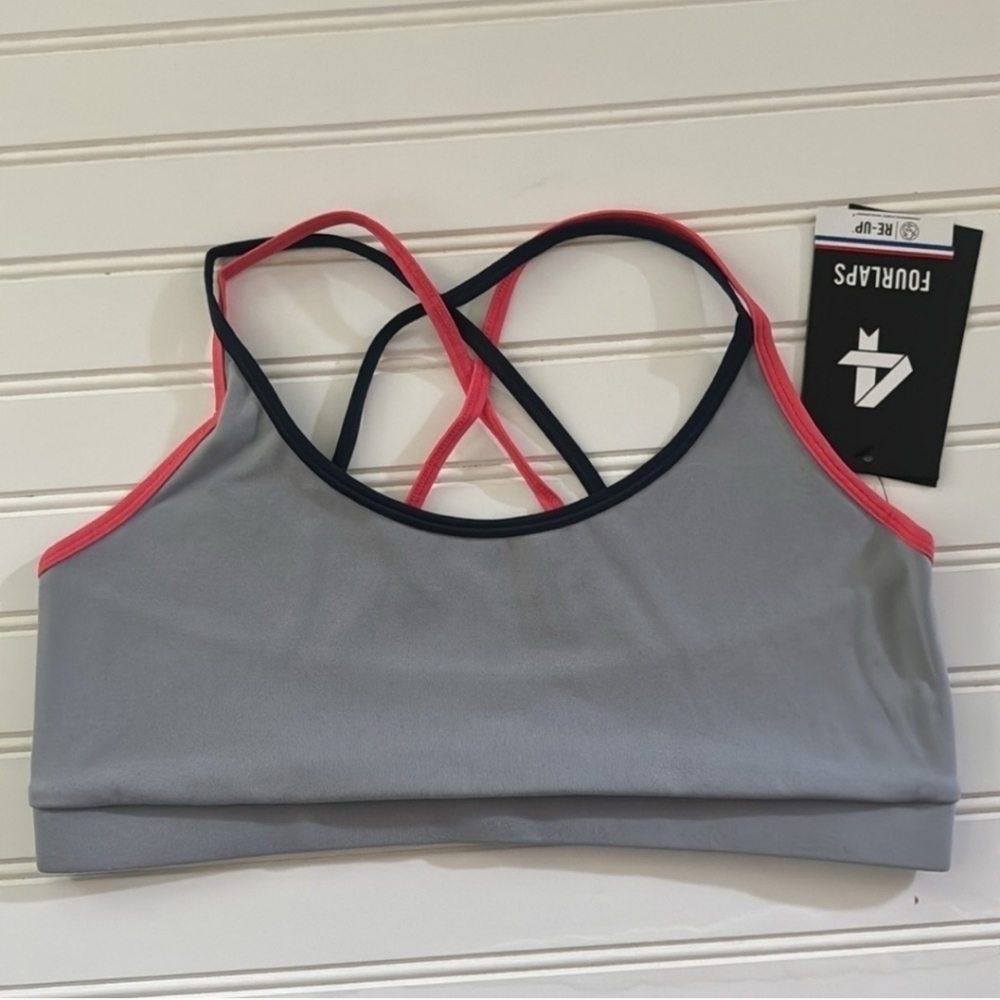 Fourlaps Women's Vitality Sports Bra Silver Workout Fitness Strappy Size S - Picture 3 of 7